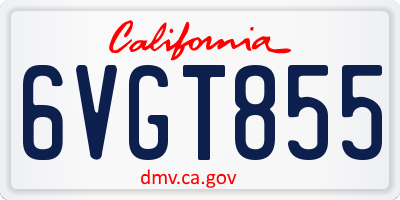 CA license plate 6VGT855