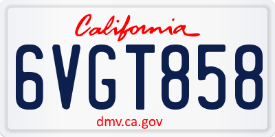 CA license plate 6VGT858
