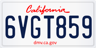 CA license plate 6VGT859