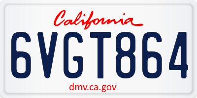 CA license plate 6VGT864