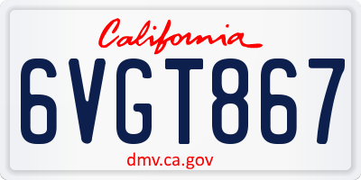 CA license plate 6VGT867
