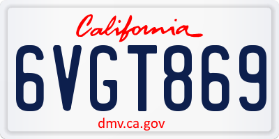 CA license plate 6VGT869
