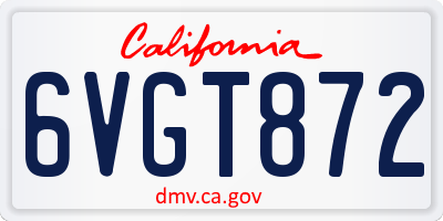 CA license plate 6VGT872