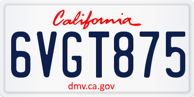 CA license plate 6VGT875