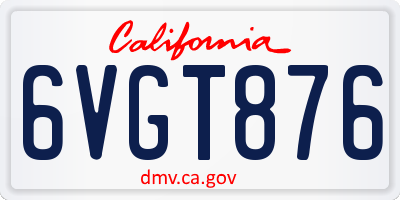 CA license plate 6VGT876