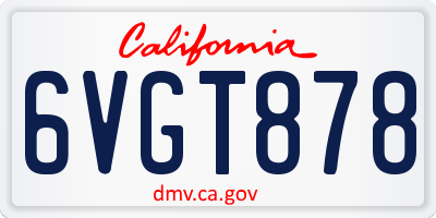 CA license plate 6VGT878