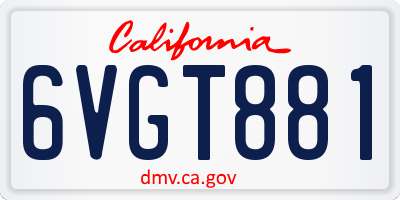 CA license plate 6VGT881