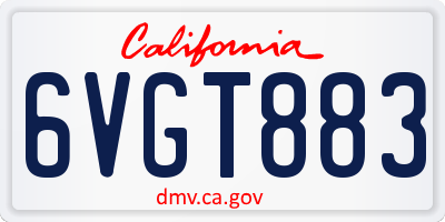 CA license plate 6VGT883