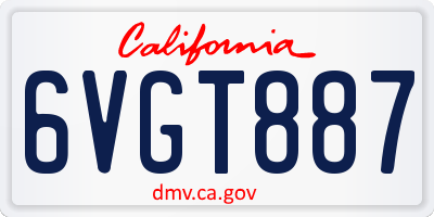 CA license plate 6VGT887