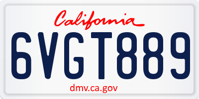 CA license plate 6VGT889