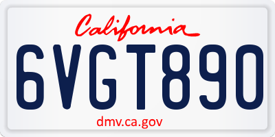 CA license plate 6VGT890