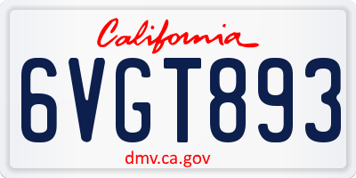 CA license plate 6VGT893