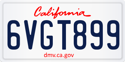 CA license plate 6VGT899