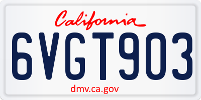 CA license plate 6VGT903