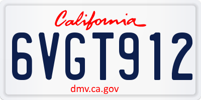 CA license plate 6VGT912