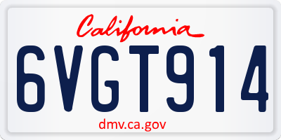 CA license plate 6VGT914