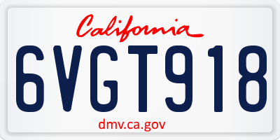 CA license plate 6VGT918