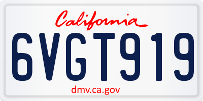 CA license plate 6VGT919