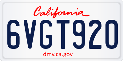 CA license plate 6VGT920