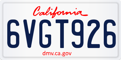 CA license plate 6VGT926