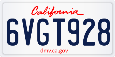 CA license plate 6VGT928