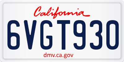CA license plate 6VGT930