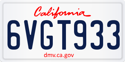 CA license plate 6VGT933