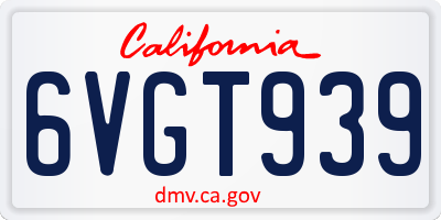 CA license plate 6VGT939