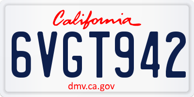 CA license plate 6VGT942