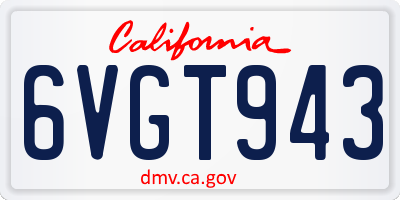 CA license plate 6VGT943