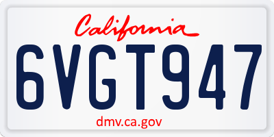 CA license plate 6VGT947