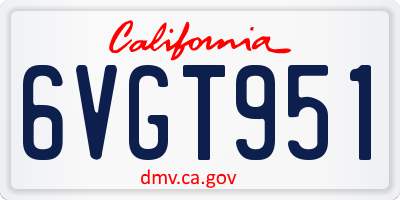 CA license plate 6VGT951