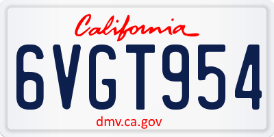 CA license plate 6VGT954