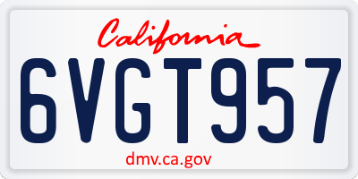 CA license plate 6VGT957