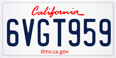 CA license plate 6VGT959
