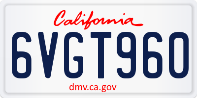 CA license plate 6VGT960
