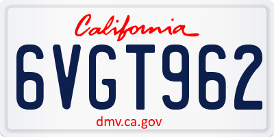 CA license plate 6VGT962