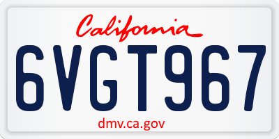 CA license plate 6VGT967