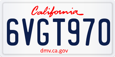 CA license plate 6VGT970