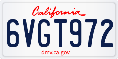 CA license plate 6VGT972