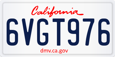 CA license plate 6VGT976