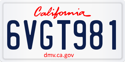 CA license plate 6VGT981