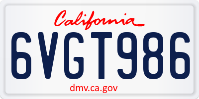 CA license plate 6VGT986