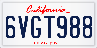 CA license plate 6VGT988