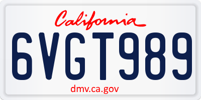 CA license plate 6VGT989