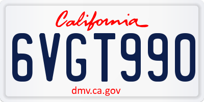 CA license plate 6VGT990