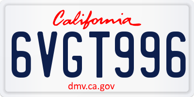 CA license plate 6VGT996
