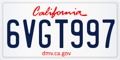 CA license plate 6VGT997