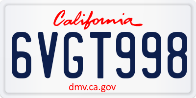 CA license plate 6VGT998