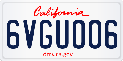 CA license plate 6VGU006